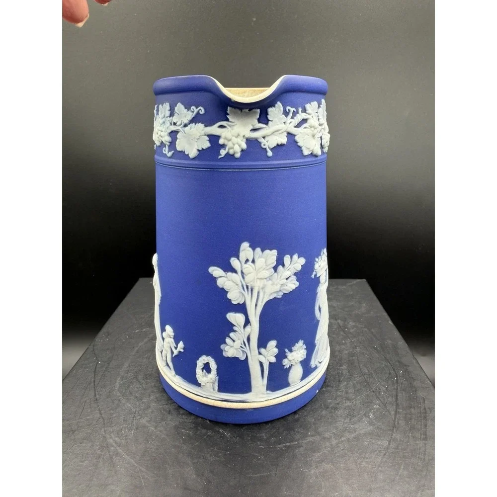 💙 Wedgwood Cobalt Blue Jasperware 24oz Trojan Jug/Pitcher 🏺✨ Rare Collectible